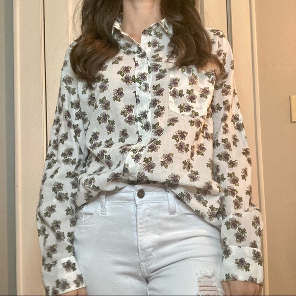 Ann Taylor Long Sleeve Paisley Button Up Size Small - Picture 1 of 8